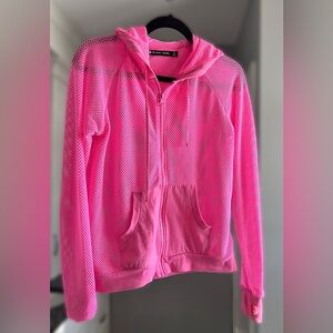 XS-Sugar Plum (Neon Pink) Blanc Noir Women's Mesh Zip- Up Jacket - Price is firm